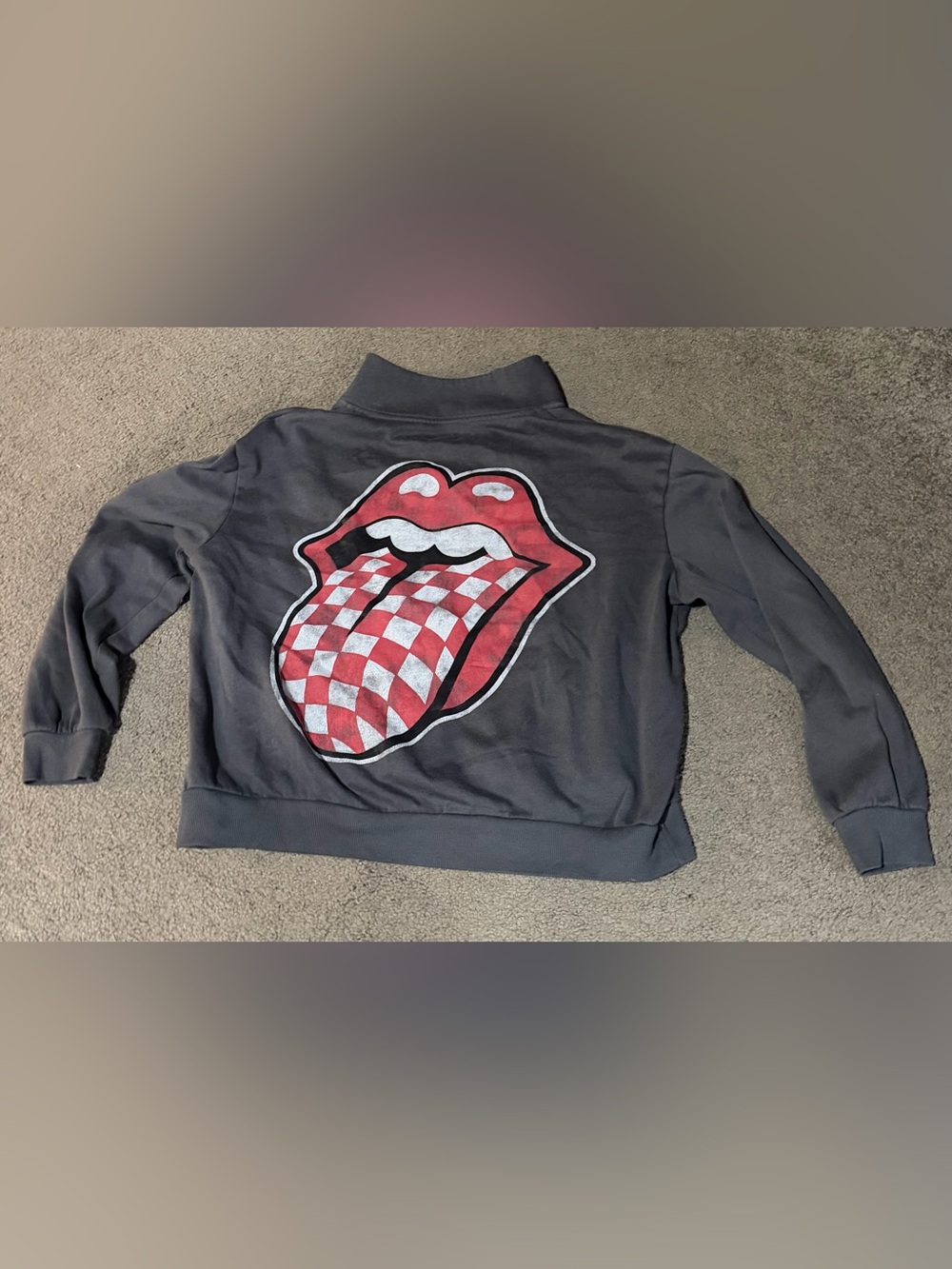 the Rolling Stones Gray Pullover with White Logo